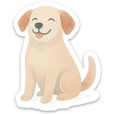 happy dog in watercolor art style sticker