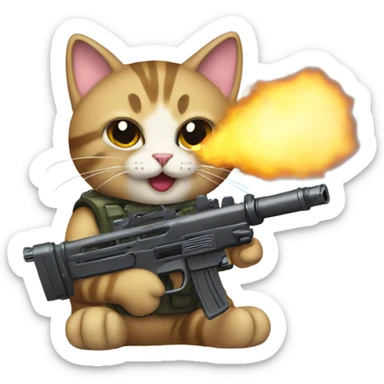 Cat with Minigun sticker