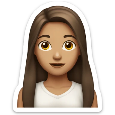 Girl with long brown hair and brown eyes sticker