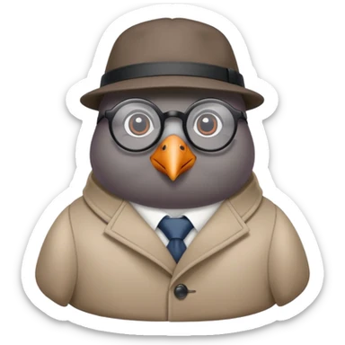 Pigeon with glasses and coat looking like a spy sticker
