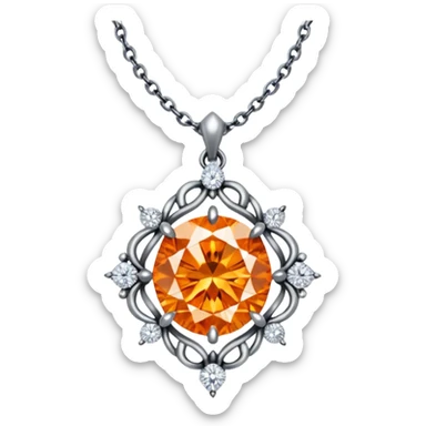 fantasy magic orange necklace diamond sticker