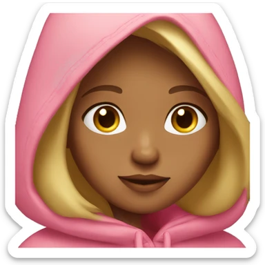Blond girl with light brown eyes and a pink hoodjr sticker