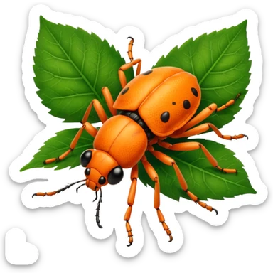  cute orange bug on leaf sticker