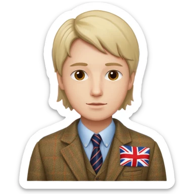 an English writer/playwriter with an UK flag in tha background sticker