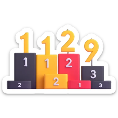 1st 2nd 3rd place podium with numbers 1, 2, 3 sticker