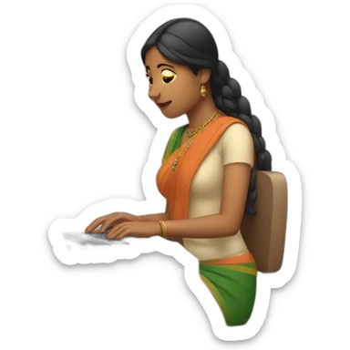 Indian woman typing on a Mac sticker