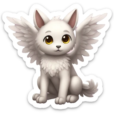 Anthro shy cute kawaii winged animal hybrid full body sticker