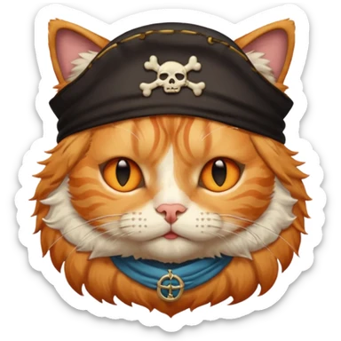 pirate cat with one closed eye with eyeband sticker