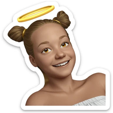 smiling girl with halo sticker