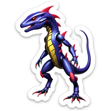 Shiny Exotic Colorful epic Salandit-Genesect-Koraidon-Fakémon-hybrid-creature (full body)  sticker
