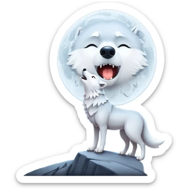 white wolf howling in full moon sticker