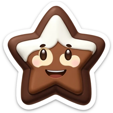 star with a happy face, chocolate and marshmallow details sticker