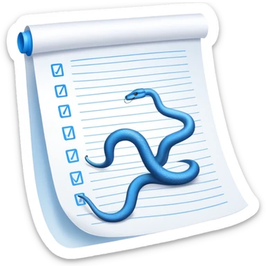 long curling to-do list paper looping up and down like a snake with tiny checkboxes fading into the distance sticker