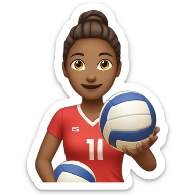 Girl playing volleyball in red jersey and smatch the ball sticker