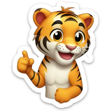 A cute tiger smiling and giving a thumbs up sticker