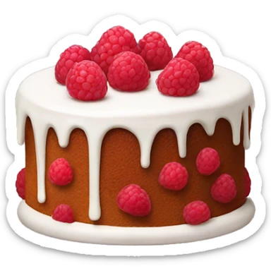 cake with white frosting and raspberries sticker