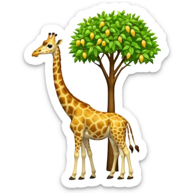 giraffe eating leaves from a tree sticker