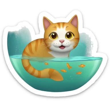 Cat in a fish bowl sticker