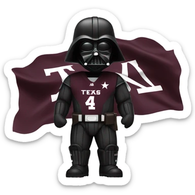 Darth Vader with a Texas a&m jersey sticker