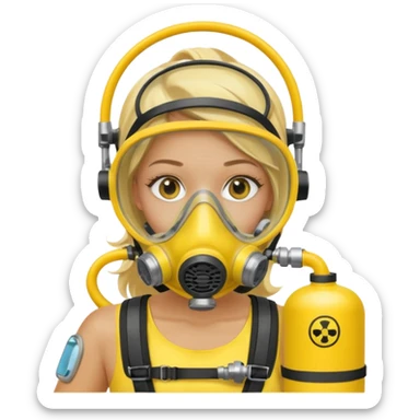 scuba diving girl blonde with yellow oxygen tank sticker