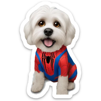 A dog wearing a spiderman costume  sticker