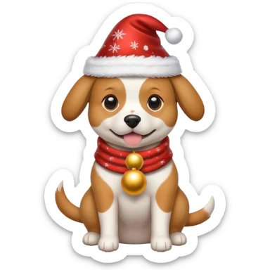 Dog in new yaer hat wrapped paper new yaer  sticker