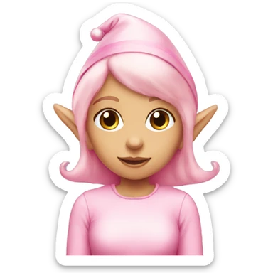  Girl Christmas elf pink sticker
