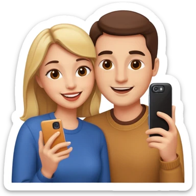 smiling couple selfie moment kissing sticker