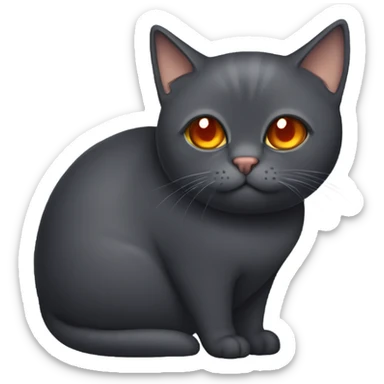 Dark grey cat, fat round, orange eyes  sticker