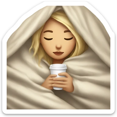 Light girl inside a blanket sipping coffee eyes closed sticker