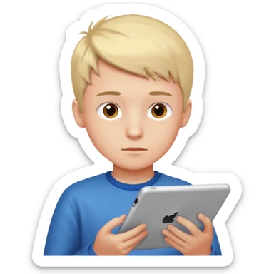 boy looking at an ipad sticker