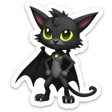 Black Anthro Cool Punk Bat-Cat-Fakemon-sona Full Body sticker