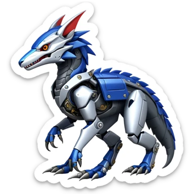Futuristic Mechanical Sergal-raptor-nargacuga-vernid sticker
