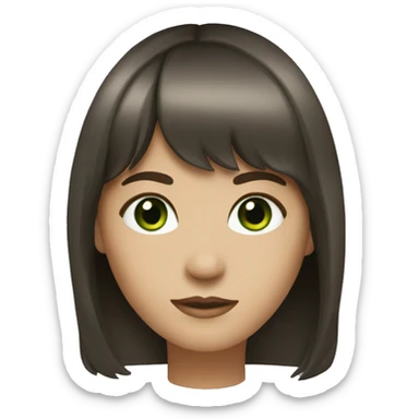 Brunette with wispy bangs and green eyes  sticker