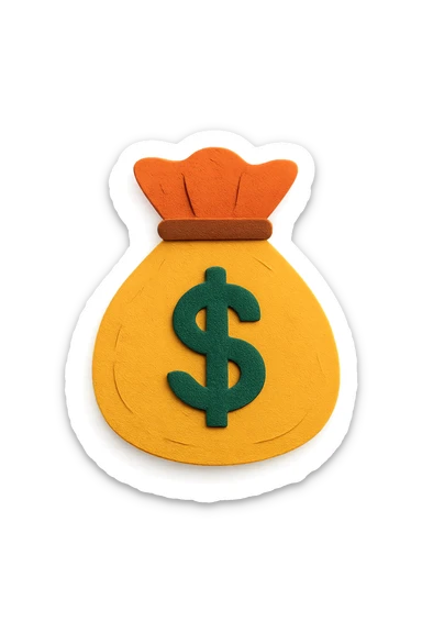 money bag icon, paper craft style, layered paper effect sticker