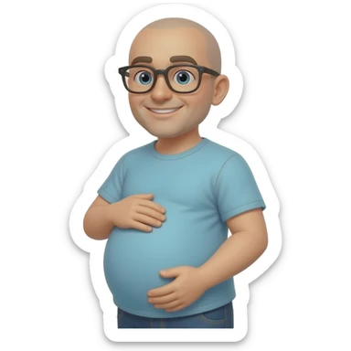 Bald and pregnant man with glasses  sticker