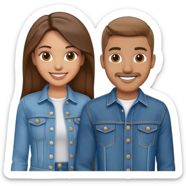 smiling couple in denim outfits sticker
