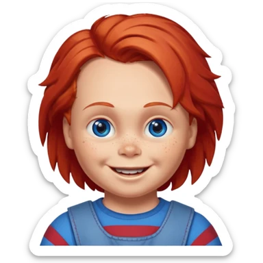Can you create an emote for me referencing the Chucky character, with a happy and cute expression sticker