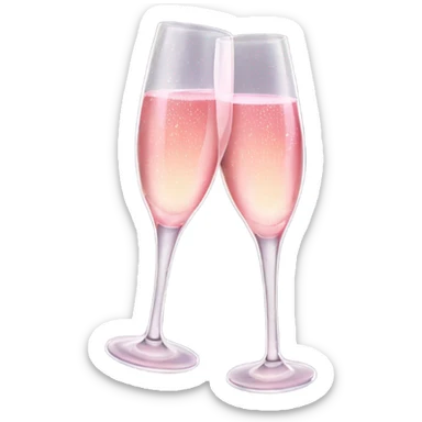 two clinking champagne glasses with sparkling rose sticker