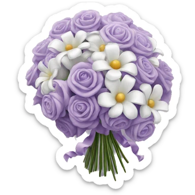 White and light purple cascading bouquet  sticker