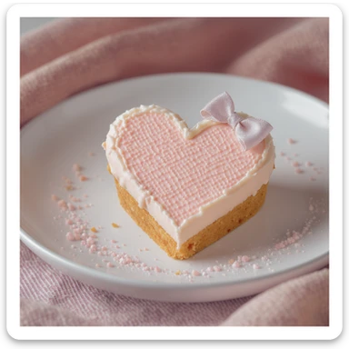 food heart emoji, pastel colors, with a bow accent, professional photography style sticker