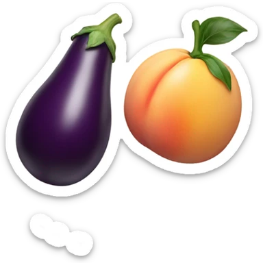 Egg plant and peach on a plate sticker