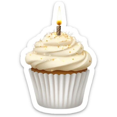 Total White beige cupcake with sparkler candles sticker
