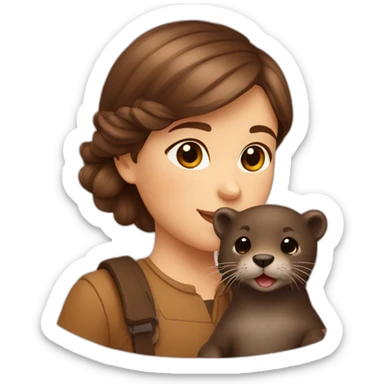 a brown haired danish girl and her otter sticker