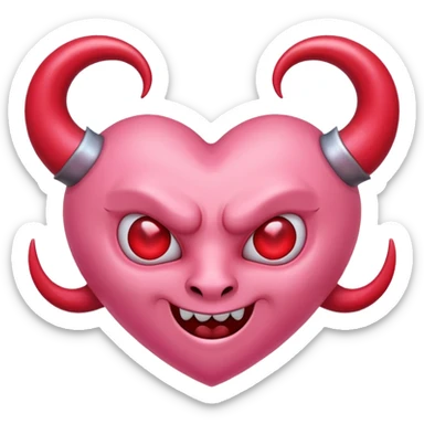 a plain pink heart with demon horns on it sticker