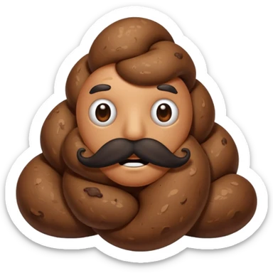Poop with mustache  sticker