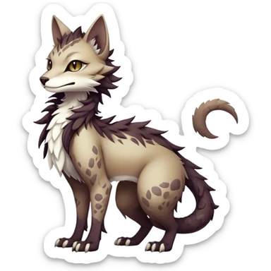 Kawaii dark edgy ethereal feline-vernid-sergal-fursona animal creature with a tufted tail full body with intricate markings  sticker