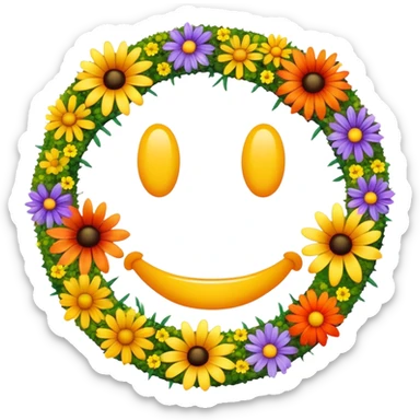 smiley melted garden flowers  sticker