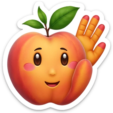 Peach with hand prints on ot sticker