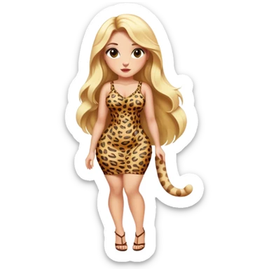 Curvy blonde long hair sfw cheetah print short dress  sticker